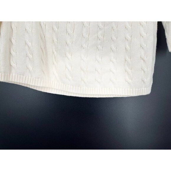 Talbots Cable Knit 3/4 Cable Knit 3/4 Sleeve Sweater Cream Size Petite XL - Picture 3 of 12